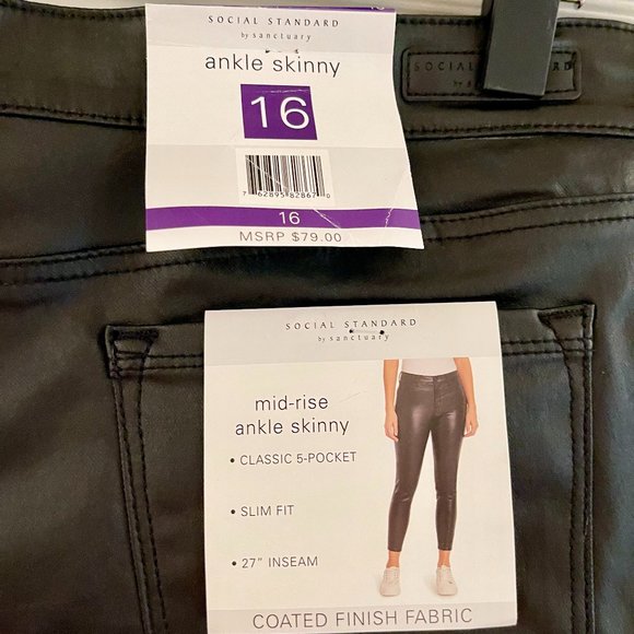NWT Sanctuary Social Standard Coated Faux Leather, Ankle Skinny Pants 16 - Picture 9 of 9
